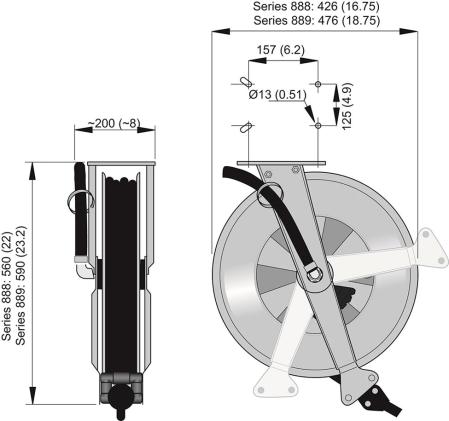 Slangupprullare for luft och vatten