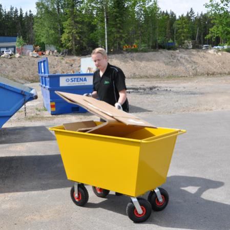 Avfallsvagn med lyftoglor och hjul