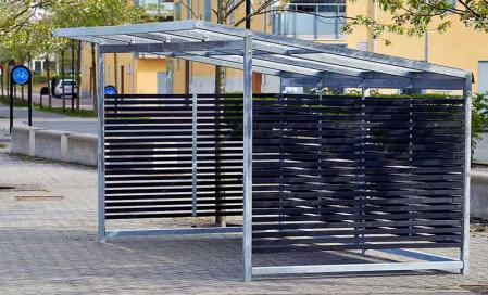 Cykelhus i stal med tak