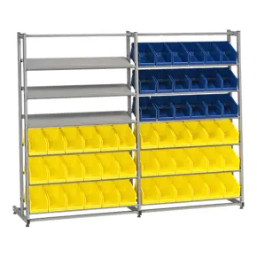 Backhylla med hyllplan och plastbackar
