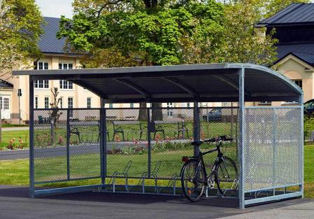 Cykelhus i stal med tak