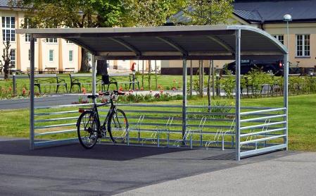 Cykelhus i stal med tak