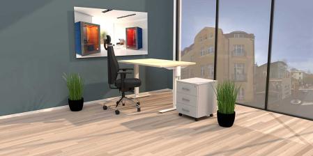 Hoj- och sankbart skrivbord med T-stativ