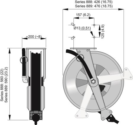 Rostfri slangupprullare for vatten