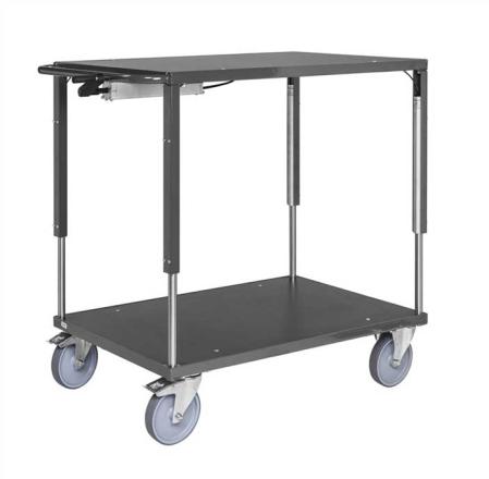 Bordsvagn med 2 plan och vev