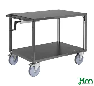 Bordsvagn med 2 plan och vev