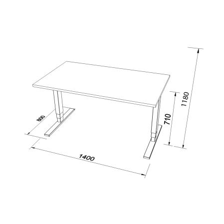 Hoj- och sankbart skrivbord med T-stativ