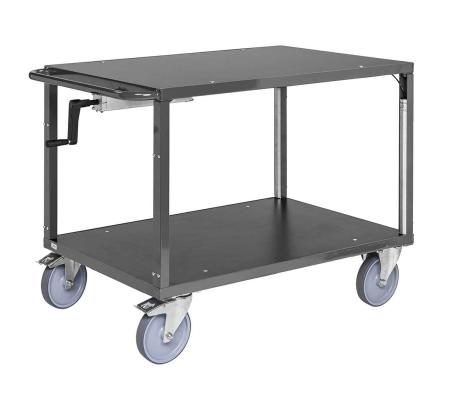Bordsvagn med 2 plan och vev