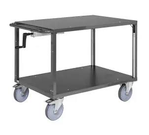 Bordsvagn med 2 plan och vev