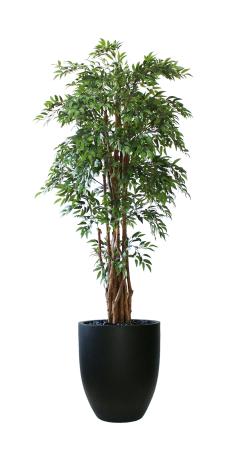 Plastblomma i kruka med dekorsten