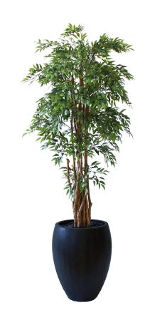 Plastblomma i kruka med dekorsten