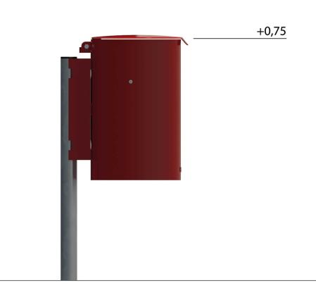 Papperskorg med sidostolpe