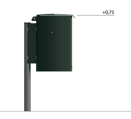 Papperskorg med sidostolpe