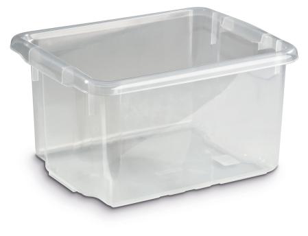 Transparent stapelbar plastlada