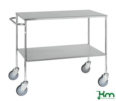 Rostfri hyllvagn med 2 hyllplan