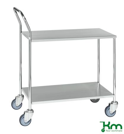 Rostfri hyllvagn med 2 hyllplan