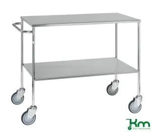 Rostfri hyllvagn med 2 hyllplan