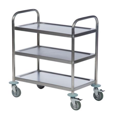 Rostfri hyllvagn med 3 hyllplan