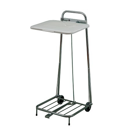 Sopsäckshållare med gummihjul och pedal