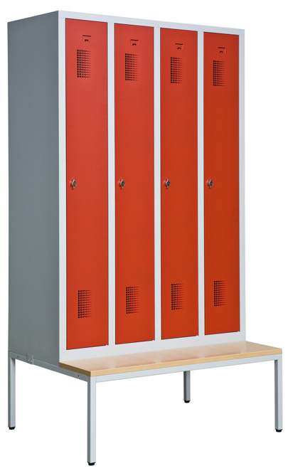 Klädskåp Opal med sittbänk, helsvetsat