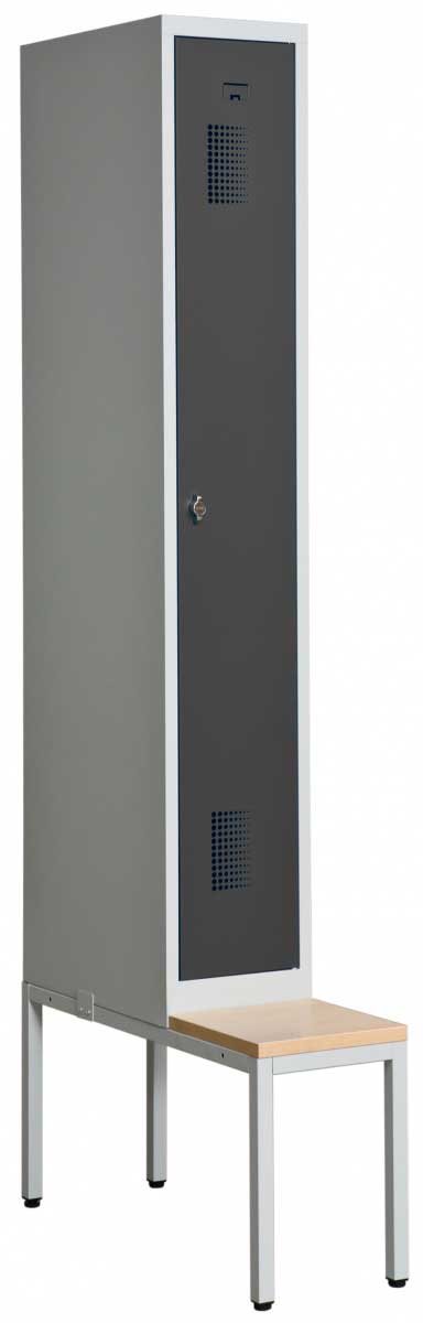 Helsvetsat kladskap med sittbank och 1 dorr