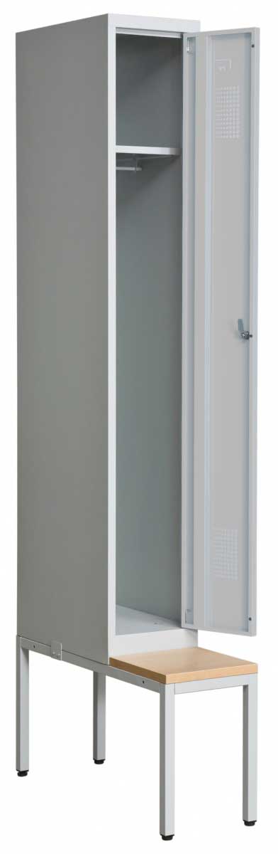 Helsvetsat kladskap med sittbank och 1 dorr