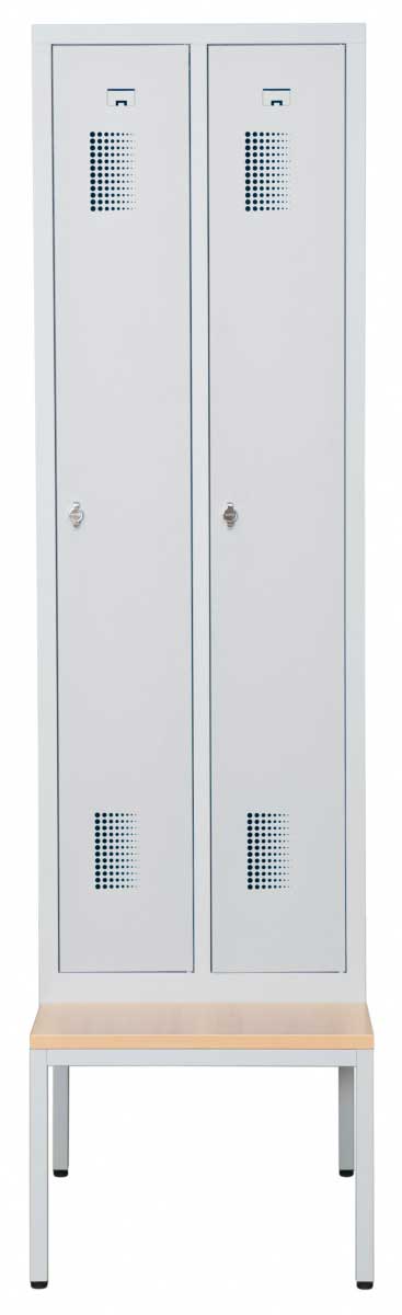 Helsvetsat kladskap med sittbank och 2 dorrar