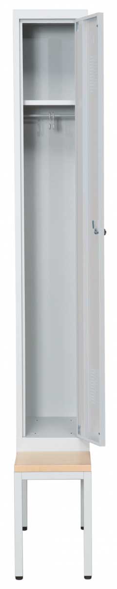 Helsvetsat kladskap med sittbank och 1 dorr