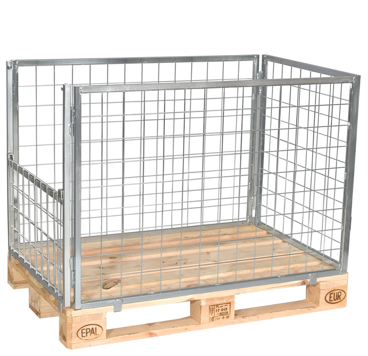 Pallram Sortera för trä- & stålpall med fällbar kortsida