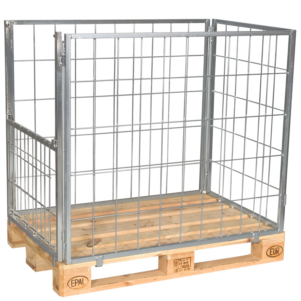 Pallram Sortera för trä- & stålpall med fällbar kortsida