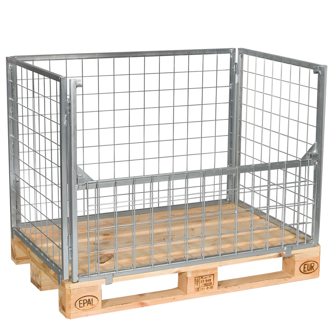 Pallram Sortera för trä- & stålpall med fällbar långsida