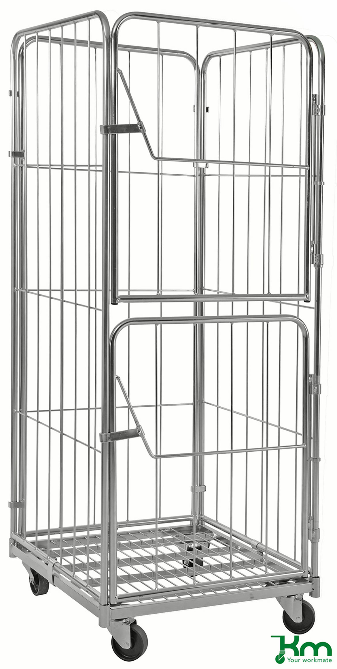 Rullcontainer 4 sidor svängbara hjul 400 kg