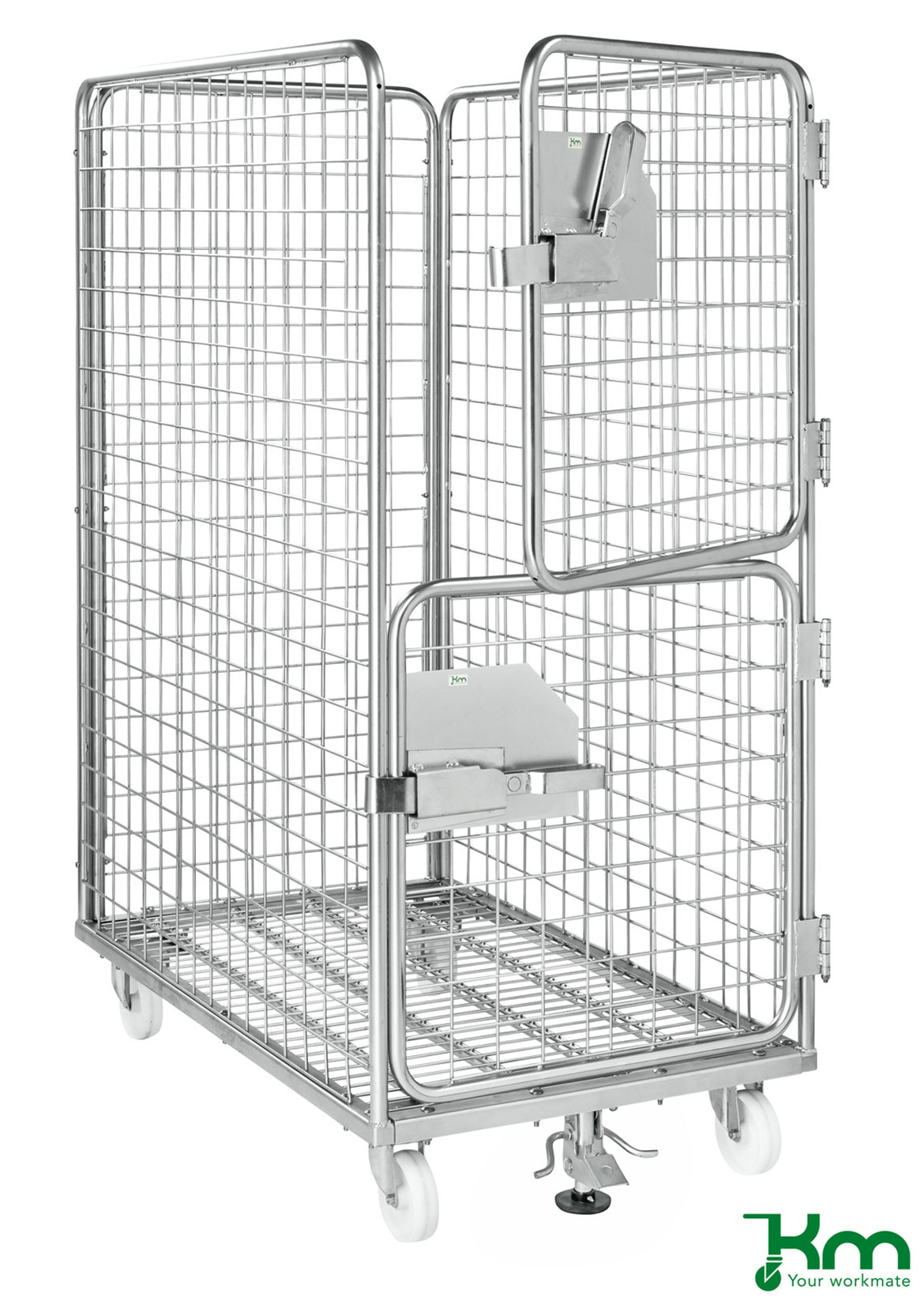 Rullcontainer 4 sidor bromsade hjul 800 kg