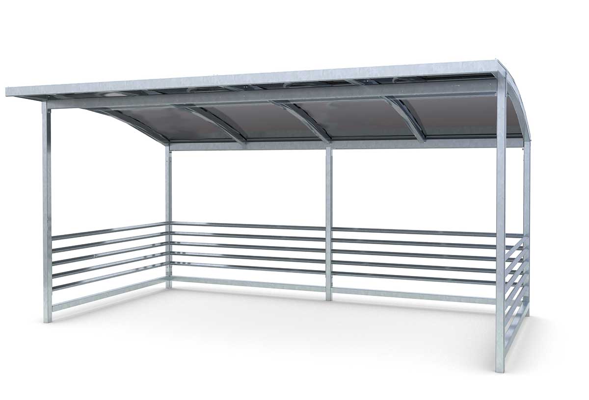 Cykelhus Line med välvt plåttak